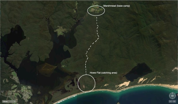 jpeg Satelite Screen shot of MLC Camp to Catching Area